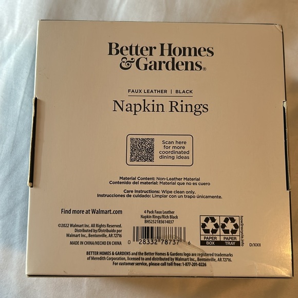 Better Homes And Gardens Black Faux Leather 8 Pc Napkin Rings - Picture 4 of 7